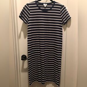 J Crew Navy / White Stripe T-Shirt Dress Size XS 100% Cotton Machine